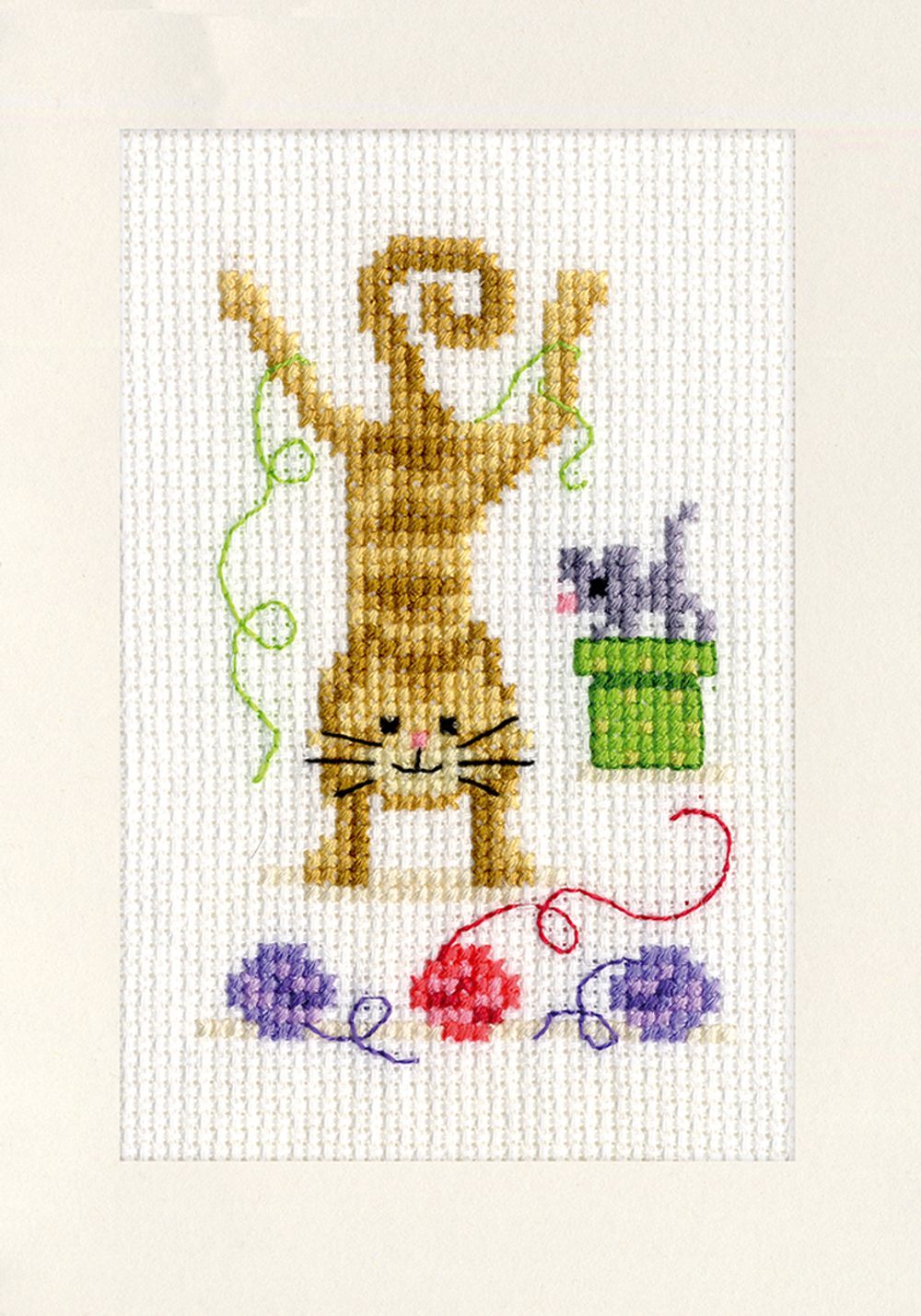 Набор для вышивания нитками Vervaco, Игривые кошки, 10.5х15 см