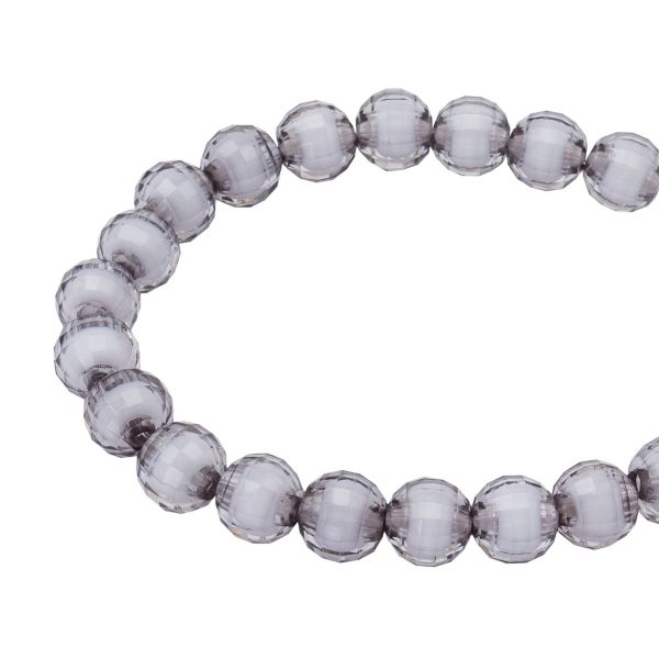 Бусины акрил ⌀8 мм, 500 г, цвет. с белой сердц., круглые часто гран., 59 серый, Astra&Craft LY-162