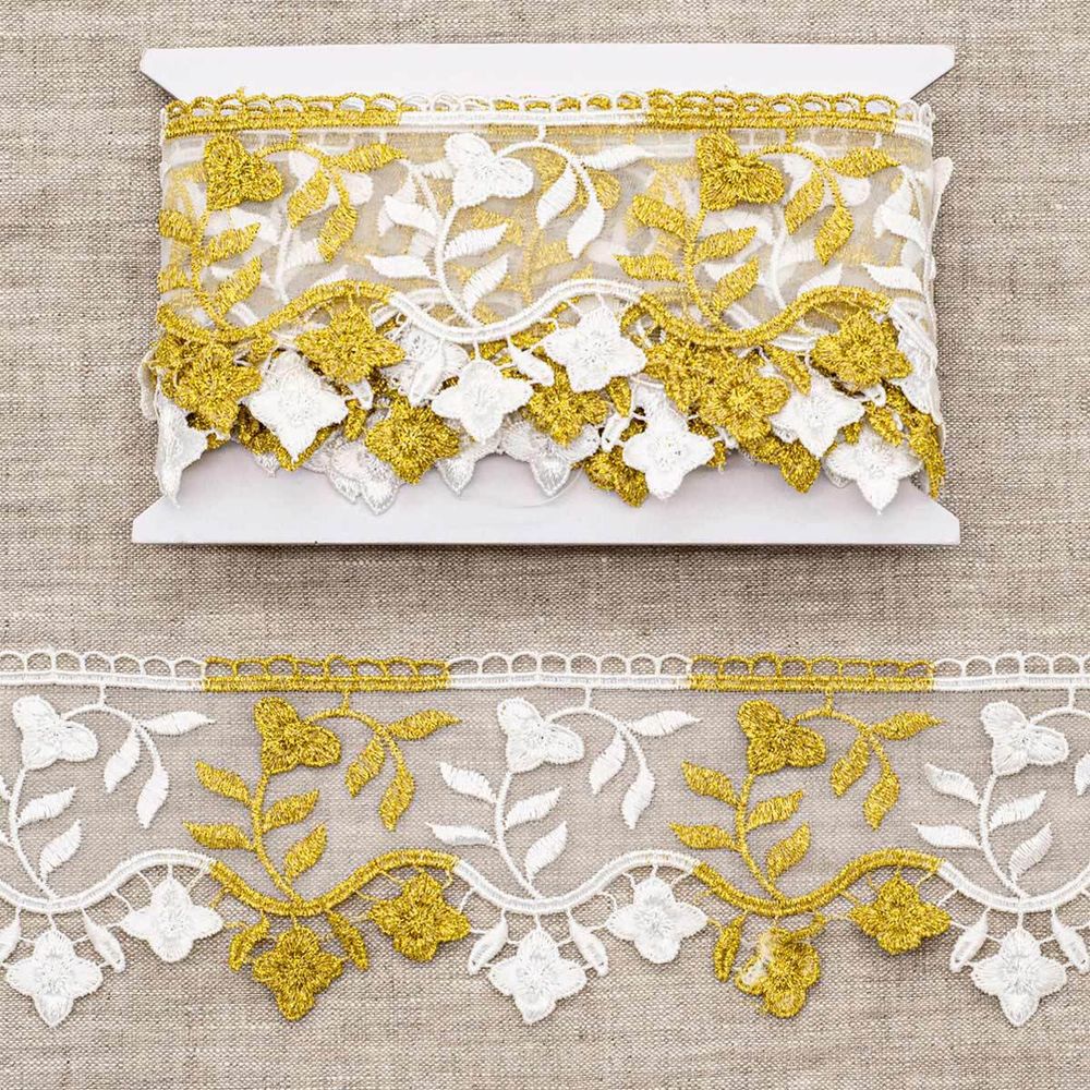 Кружево на сетке 80 мм, 3 метра (±4 см), 02