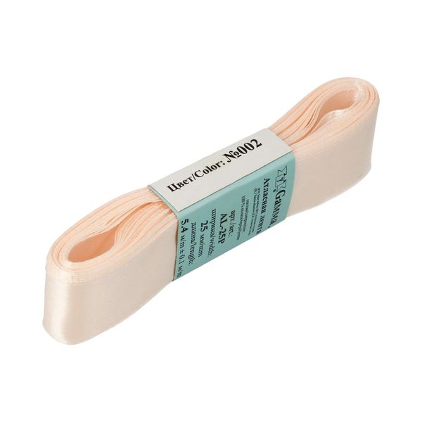 Лента атласная 1-сторонняя 25.0 мм / 5 шт по 5.4 метра, №002 св.розовый, Gamma AL-25P