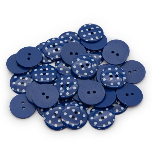 Пуговицы 2 прокола, Горошек 36L (765 синий), 36 шт