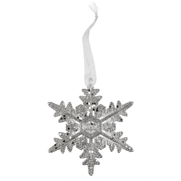 Елочная игрушка, 5 шт, №04 снежинка (серебро), Snoweekon SNW-D151