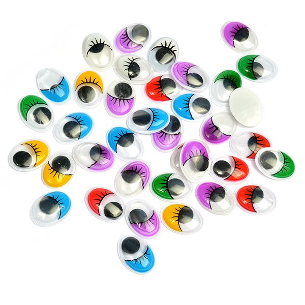 Глаза для кукол и игрушек овальные с ресничками 12х16 мм микс, 6, уп. 50 шт