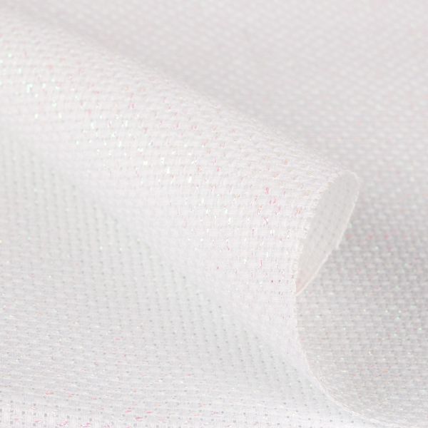 Канва Aida 14 ct, 150 см / 10 метров, белый с перламутровым люрексом, Gamma K04L