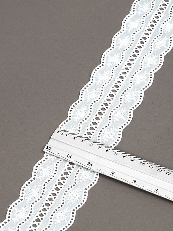 Кружево шитьё 70 мм / 2.7 метра, хлопок, TBY.0637, 01 белый