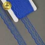 Кружево отделочное в стиле "трикотаж" 20 мм, цв.синий, 27,4м
