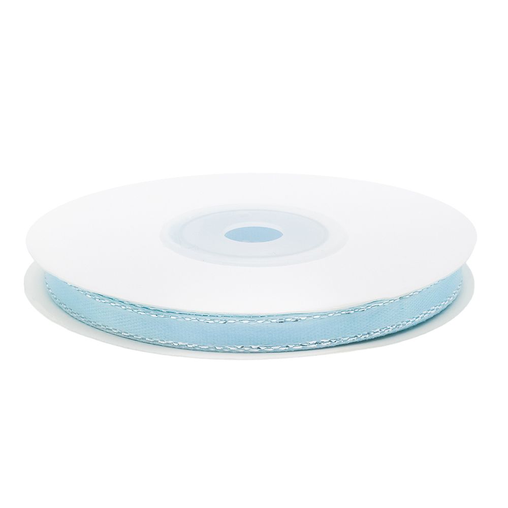 Лента атласная 1-сторонняя 6.0 мм / 22.86±1 метров, с серебряной нитью, 187 голубой, Globus