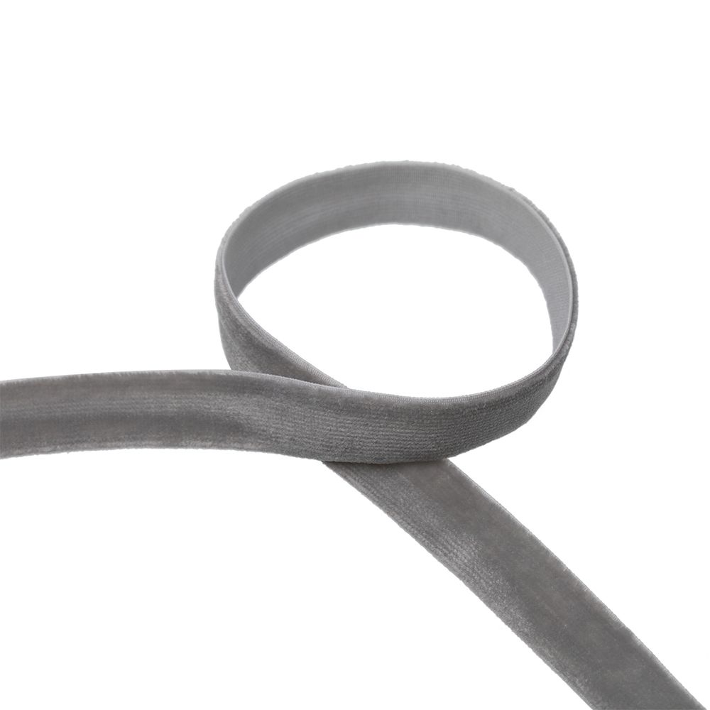 Лента бархатная (тесьма) эластичная 12.0 мм / 16.5±0.5 метра, №604 (16-5101) серый, Blitz VRE-12