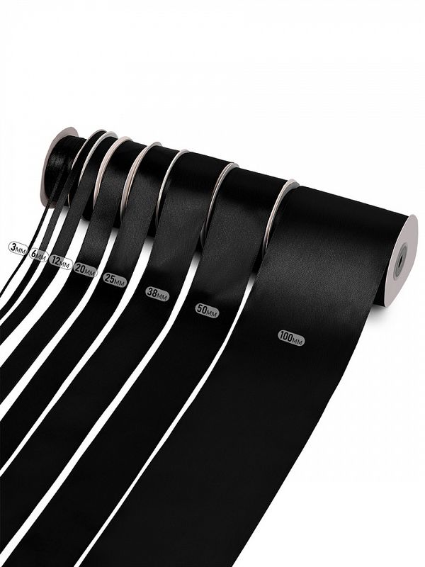 Лента атласная 1-сторонняя 6.0 мм / 22.5±1 метра, 3173 черный, Magic4Hobby