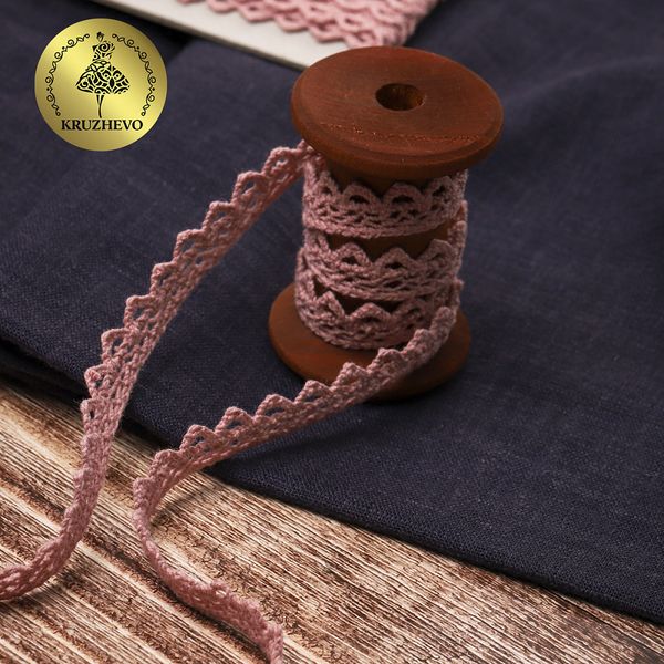 Кружево вязаное (тесьма) 10 мм / 10 метров, 5036.32 цв.32 розовый, Kruzhevo