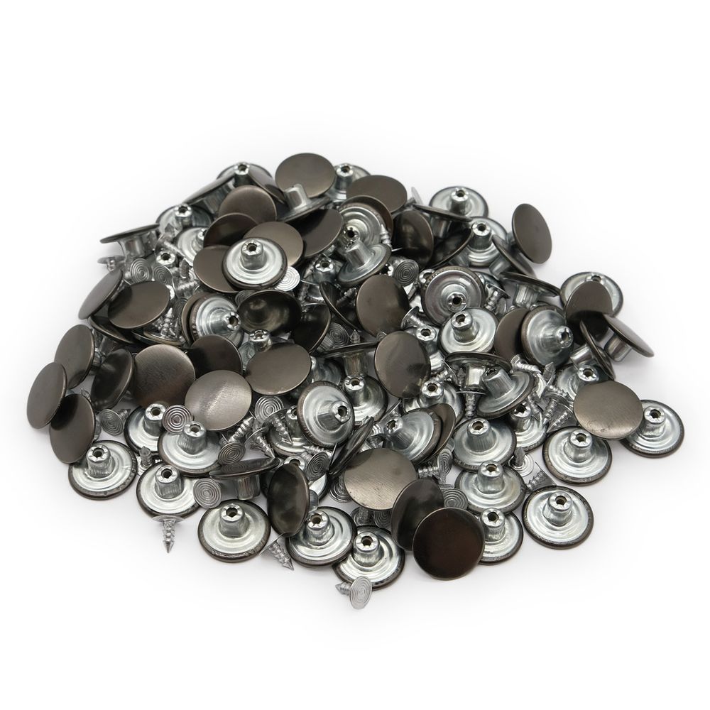 Пуговицы джинсовые ⌀17 мм, фиксированная ножка, сталь, гладкая, черный никель, 100 шт, New Star