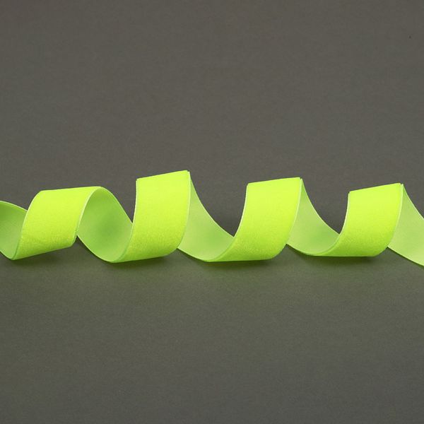 Лента бархатная (тесьма) 25.0 мм / 20±1 метров, LB25229F нейлон неоновый желтый