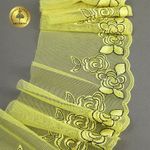 Кружево на сетке (вышитое) 135 мм, цв.желтый, правая, 6м, Kruzhevo