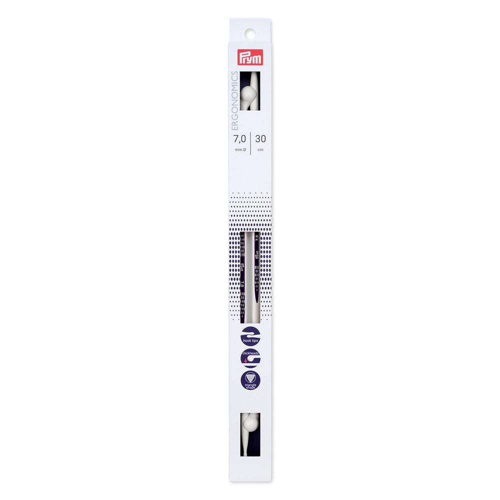 Спицы прямые Prym Ergonomics 7.0 мм / 30 см, 2 шт, 190310