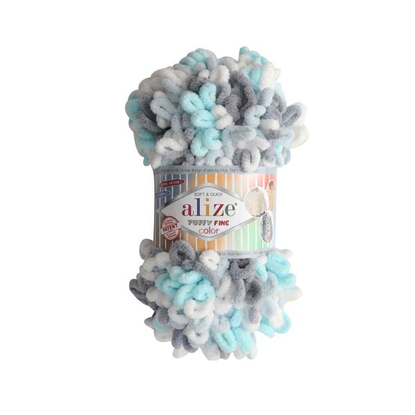 Пряжа Alize (Ализе) Puffy Fine Color / уп.5 мот. по 100 г, 14,5м, 5939 секционный A