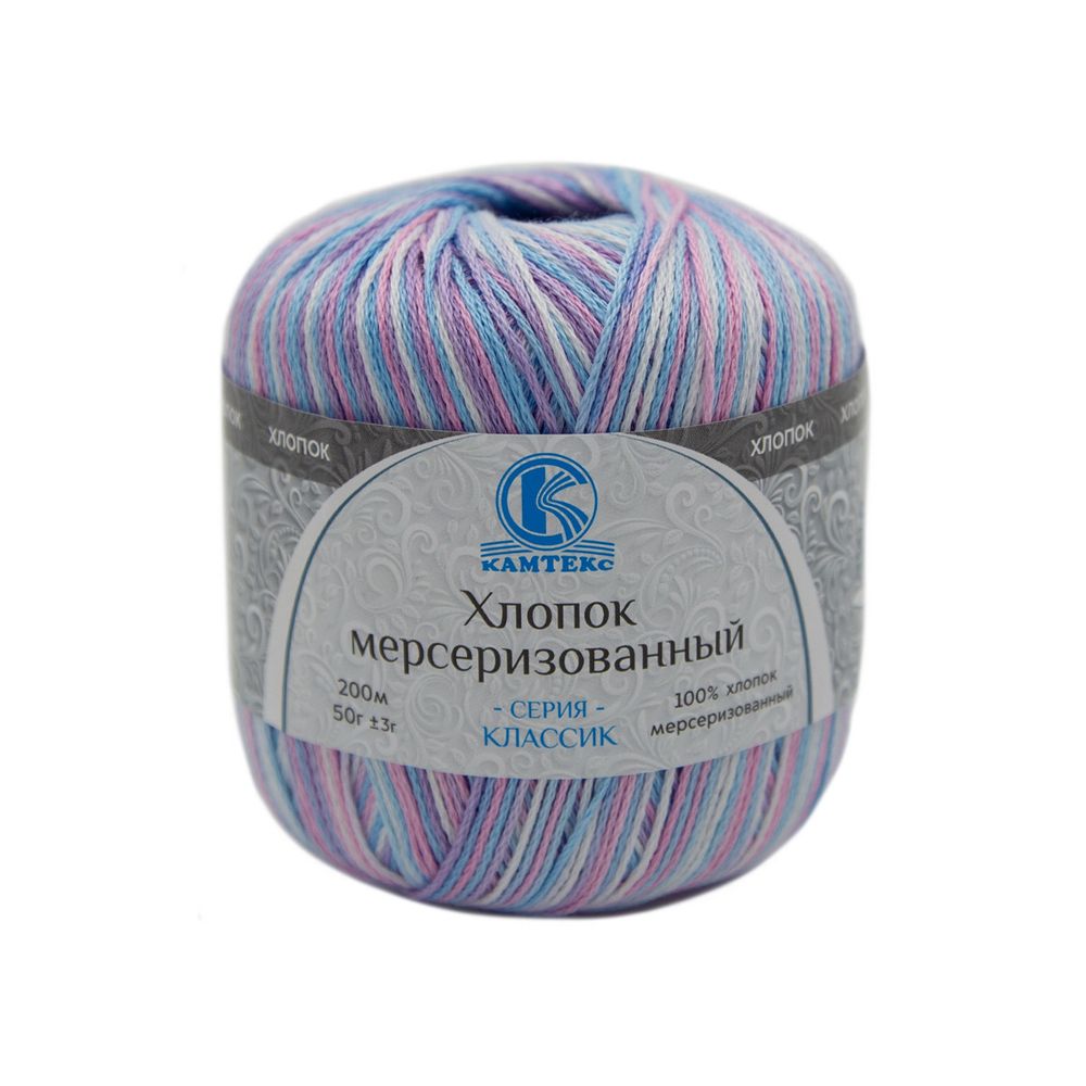 Пряжа Камтекс Мерсеризованный хлопок секционного крашения / уп.10 мот. по 50 г, 200 м, 238 разн.2 /TOS/