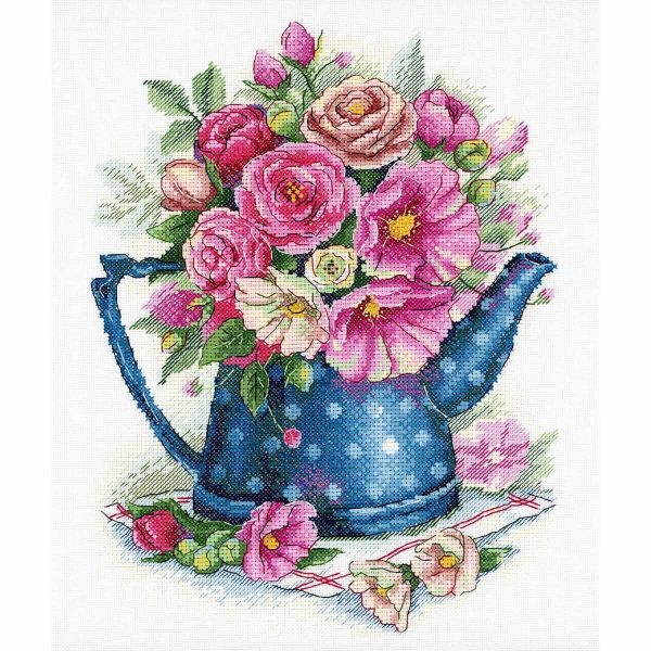 Набор для вышивания нитками МП Студия, Мальва 21х28 см