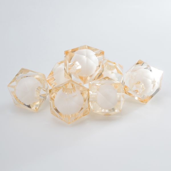 Бусины акрил ⌀10 мм, 500 г, в цвете с белой сердцевиной, граненый куб, 35 бежевый, Astra&Craft