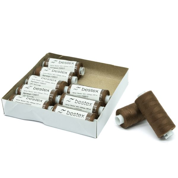 Нитки швейные бытовые Bestex 40/2, 365 м (400 ярд) / 10 кат., 380 бурый