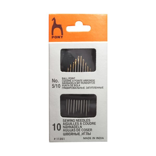 Иглы ручные для синтетических тканей №5-10, 10 шт, Pony