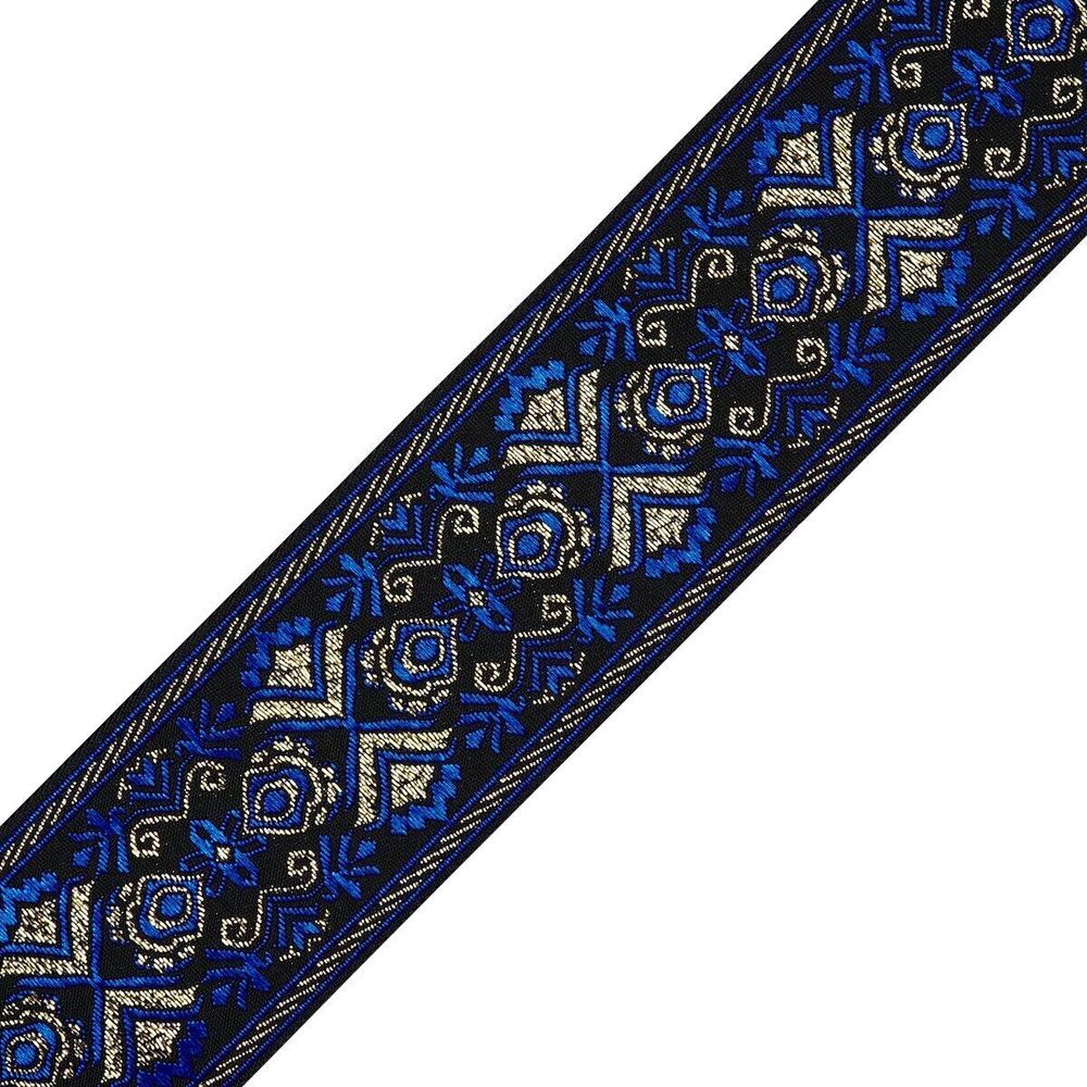 Лента (тесьма) жаккардовая 50.0 мм / 7.32 метра, синий, 402088