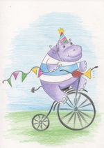 Скетч для раскрашивания цветными карандашами Фрея, RPSK-0021 Веселый бегемот 21х14.8 см, 1 л