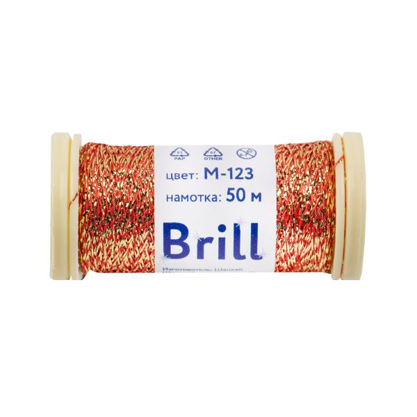 Мулине Gamma металлик M 5 мотков по 50 метров, M-123 красный/золотистый, Gamma BRILL