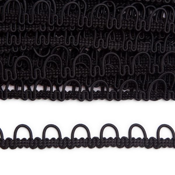 Тесьма с эластичными петлями 13мм / 18,29м (черный)