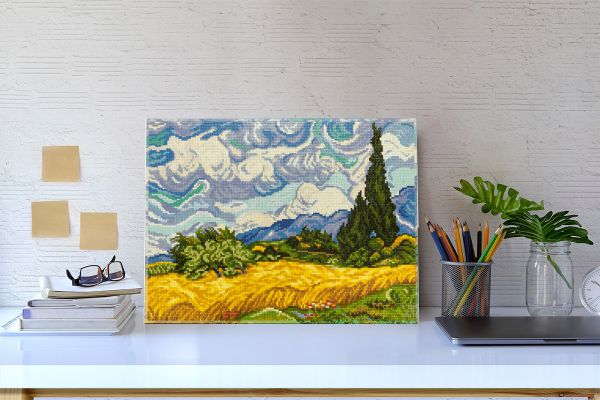Алмазная (кристальная) мозаика Фрея, Пшеничное поле с кипарисами, Винсент ван Гог, 40х30 см