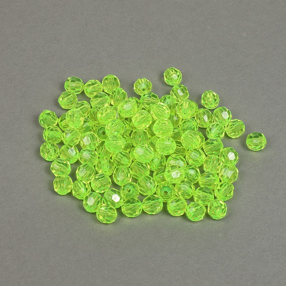 Бусины акрил ⌀10 мм, цв.36 неон салат, уп.50 г, Magic4Hobby