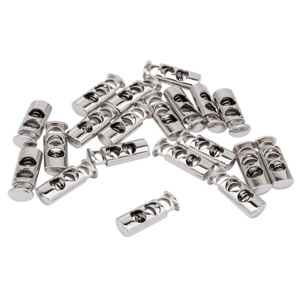 Фиксатор (зажим) для шнура металл 2 отв. ⌀4,4 мм, 23х8 мм, металл (никель), 20 шт