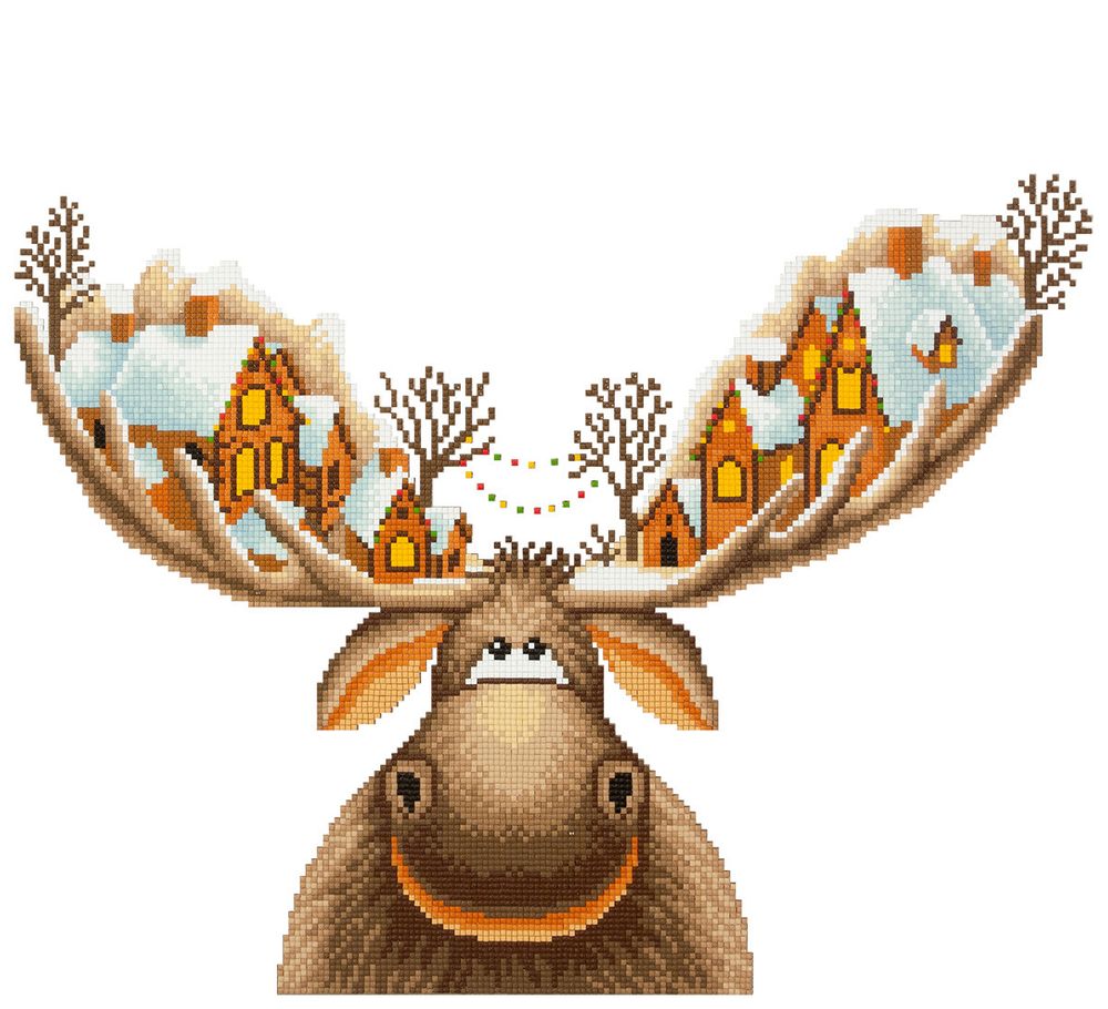Алмазная (кристальная) мозаика Фрея, Волшебный лось, 45х40 см
