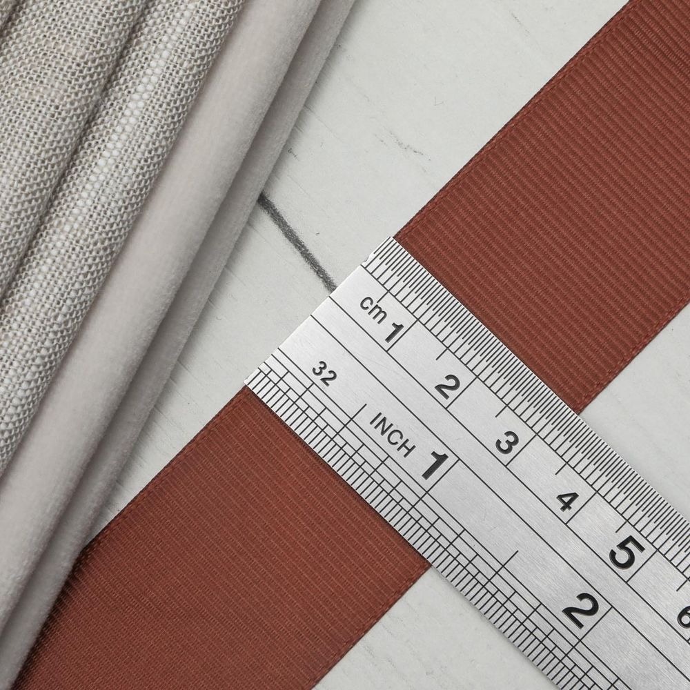 Лента репсовая (в рубчик) 30.0 мм, 074 коричневый, уп.18,28 м