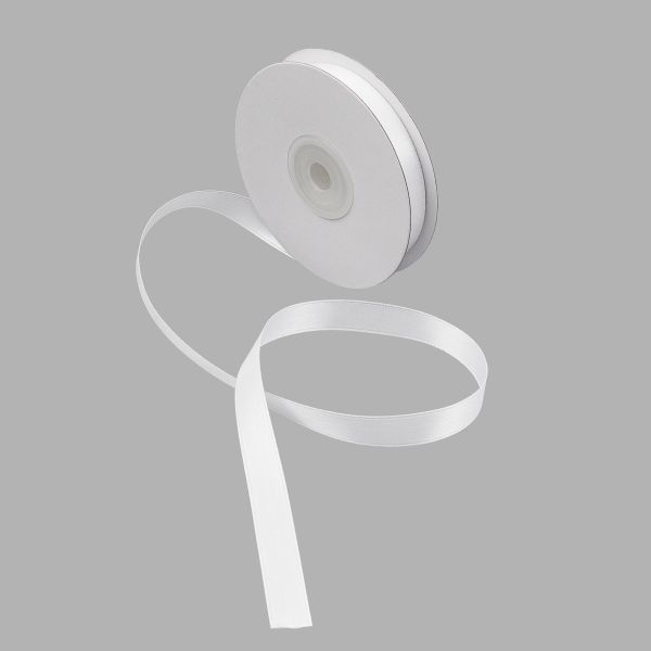 Лента атласная 2-сторонняя 12.0 мм / 22.86±1 метров, C1001 белый, 6102-0002, Globus