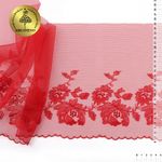 Кружево на сетке широкое 225 мм, OG44, цв.красный, правая уп.6м, Kruzhevo