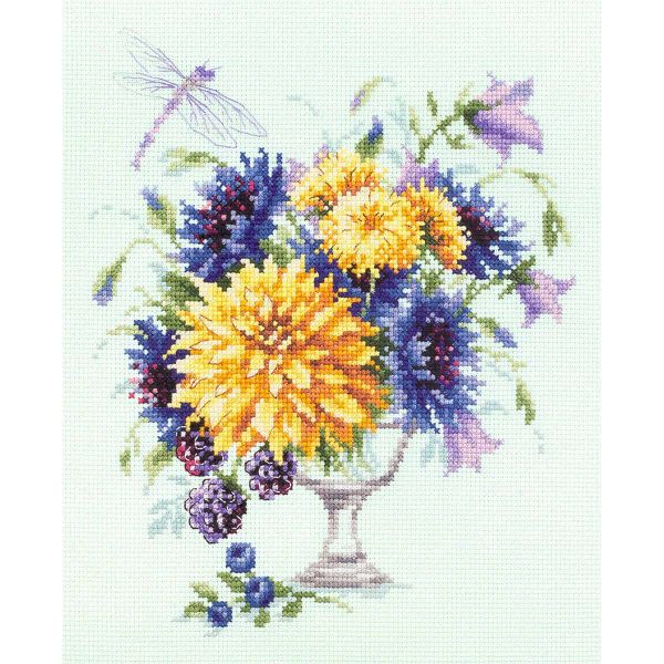 Набор для вышивания нитками Чудесная игла, Летний букетик 20х23см