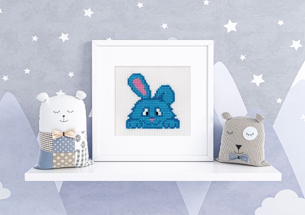Набор для вышивания нитками Klart, Детские истории. Зайка, 12х12 см