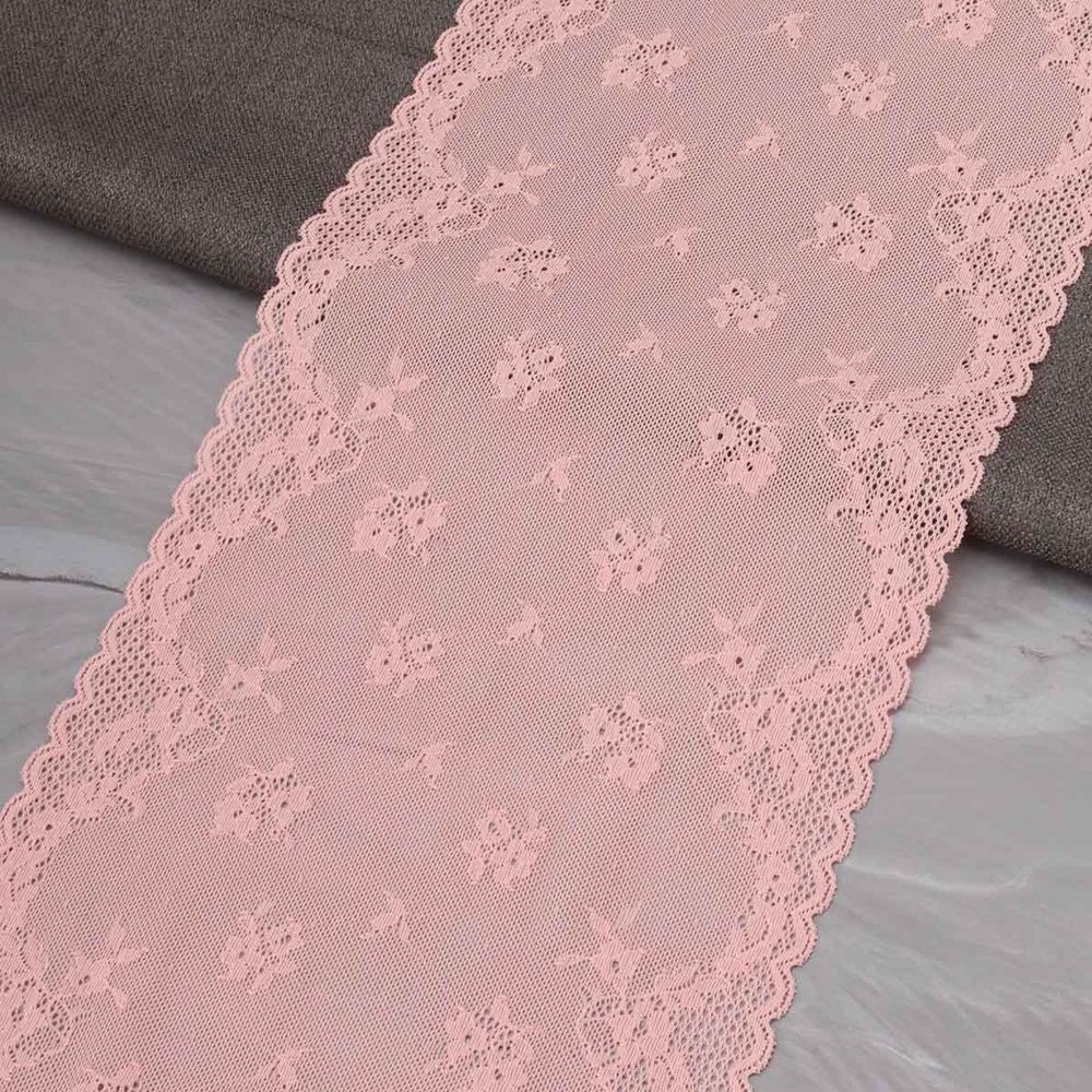 Кружево бельевое эластичное 240 мм / 2.5 метра ±5 см, розовый, RE00425