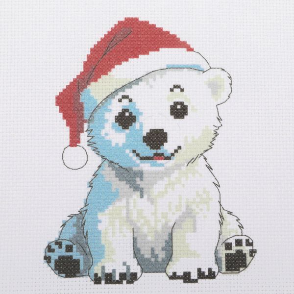 Набор для вышивания нитками Hobby&Pro Kids, Медвежонок в колпаке 19х18 см