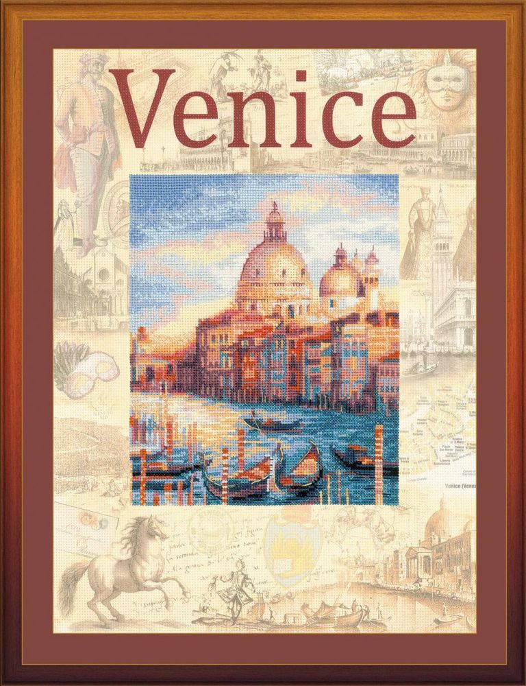 Риолис, частичная вышивка, Города мира. Венеция 30х40 см