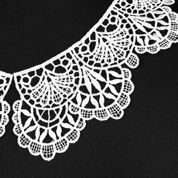 Пришивной кружевной воротник гипюр арт.TR.24GY10 23см цв.белый уп.50 комп, Kruzhevo
