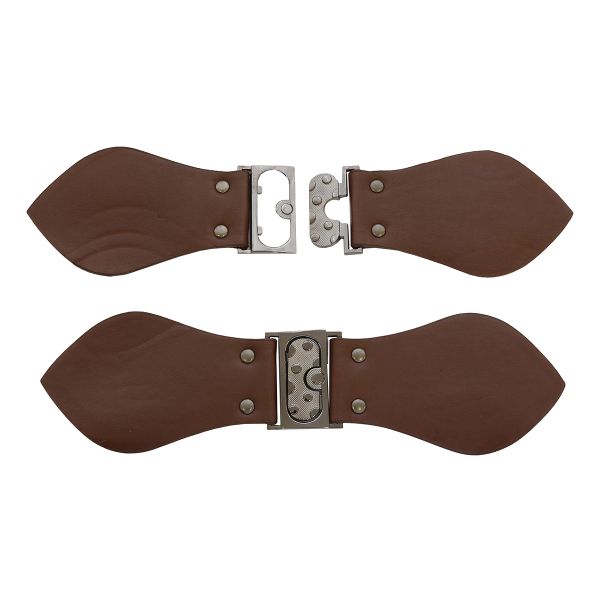 Фурнитура застежка для кардигана кожаная №2 коричневая 24см (черный никель), 2 шт