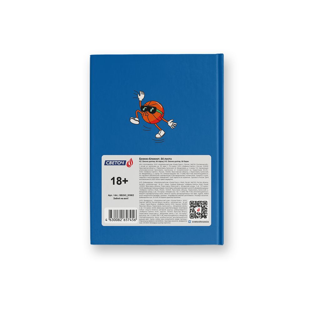 Бизнес-блокнот, матов.ламинация + выбор.лак, ББ243 A6 64 л. 4 шт клетка, Забей на всё! 01662, Светоч