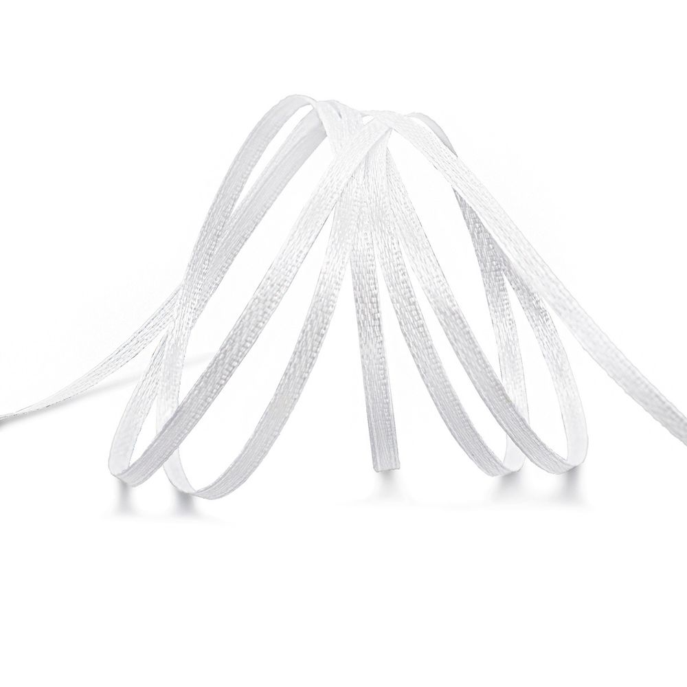 Лента атласная 2-сторонняя 3.0 мм / 100±2 метров, (001 белоснежный), Globus