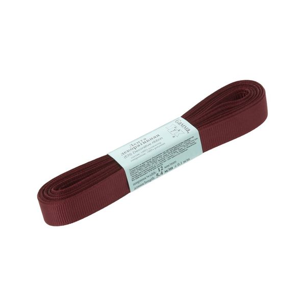 Лента репсовая нарезка 12.0 мм / 10 шт по 5.4 метра, 054 бордовый, Gamma GR-12