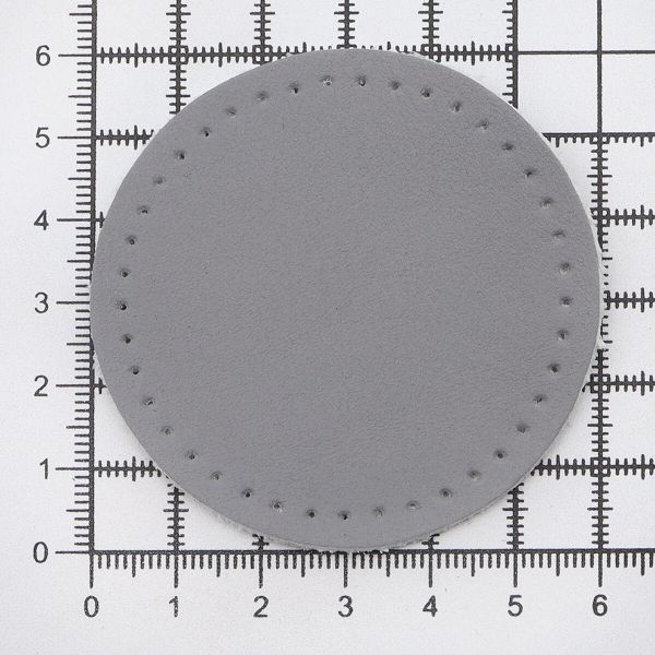 Заплатки пришивные из кожи, круг ⌀6см с перфорацией, 2 шт, 100% кожа, 07 серый, 9111