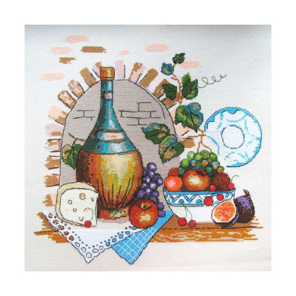 Набор для вышивания нитками Риолис, Натюрморт с сыром, 35х35 см