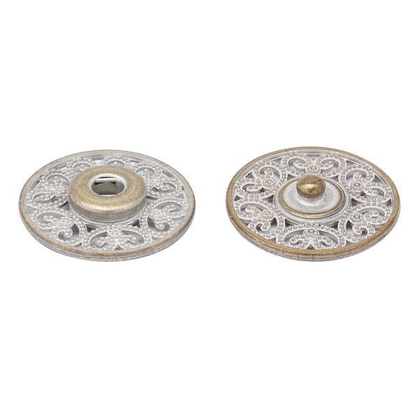 Кнопка пришивная металл ⌀23.0 мм, металл, White, уп.10 шт