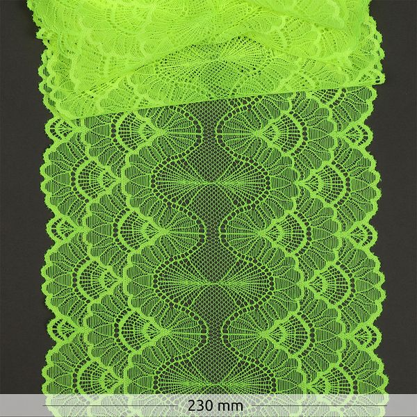 Кружево бельевое эластичное 195 мм / 3 м, 8034 цв.F229 зелено-желтый неон, Kruzhevo