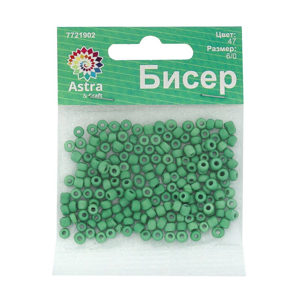 Бисер Astra&Craft 6/0 (4.1 мм), 150 г (10х15 г), цв. 47 св.зеленый/непрозр